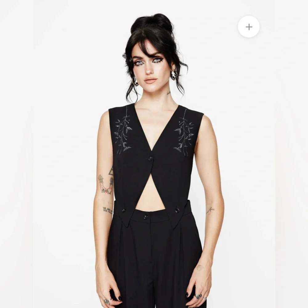 NWT Disturbia Damona Tailored Waistcoat Vest and Trouser Set Black Goth Sz 4 - Picture 5 of 16